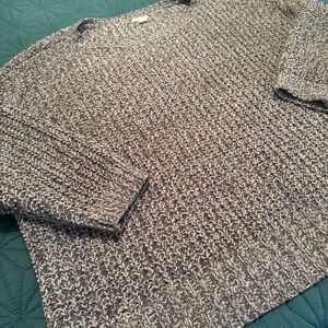 American Eagle Gray White Crewneck oversized chunky Sweater women’s XXL